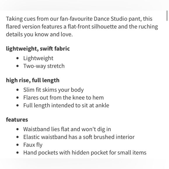 NWT Lululemon Dance Studio Slim-Fit High-Rise Flared Pant- Black/ Size Small - Picture 9 of 10